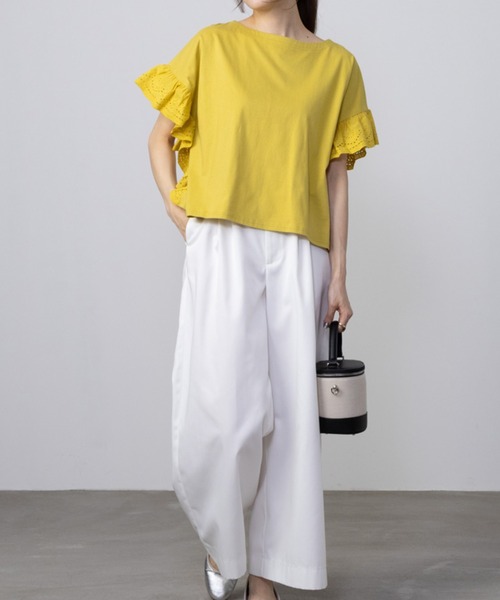 Howdy Marie(ハウディ―マリー)の「Howdy Marie ハウディーマリー 袖フリルTシャツ(Tシャツ/カットソー・レディース・ブラック/イエロー系その他/サックスブルー/ホワイト・フリー)」の14枚目の写真