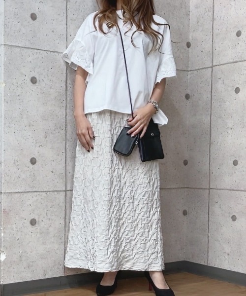 Howdy Marie(ハウディ―マリー)の「Howdy Marie ハウディーマリー 袖フリルTシャツ(Tシャツ/カットソー・レディース・ブラック/イエロー系その他/サックスブルー/ホワイト・フリー)」の19枚目の写真