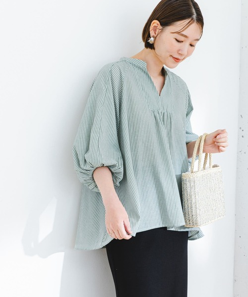 F by ROSSO（エフバイロッソ）の「『UR TECH』F by ROSSO　イージーリネンボリュームブラウス（シャツ/ブラウス・レディース・ミント/グリーン系その他/ネイビー/オフホワイト/ピンク・FREE）」の3枚目の写真