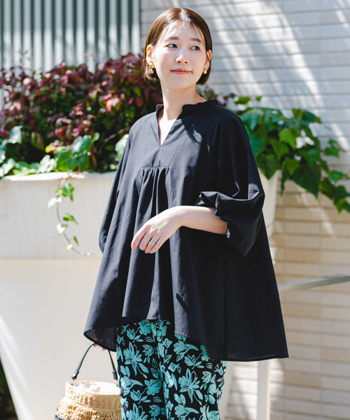 F by ROSSO（エフバイロッソ）の「『UR TECH』F by ROSSO　イージーリネンボリュームブラウス（シャツ/ブラウス・レディース・ミント/グリーン系その他/ネイビー/オフホワイト/ピンク・FREE）」の4枚目の写真