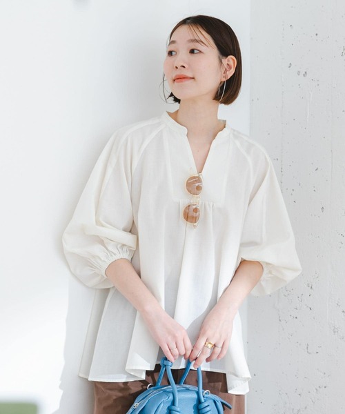 F by ROSSO（エフバイロッソ）の「『UR TECH』F by ROSSO　イージーリネンボリュームブラウス（シャツ/ブラウス・レディース・ミント/グリーン系その他/ネイビー/オフホワイト/ピンク・FREE）」の9枚目の写真