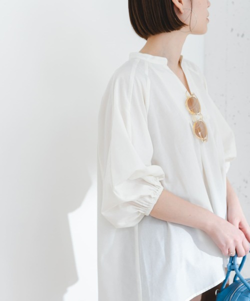 F by ROSSO（エフバイロッソ）の「『UR TECH』F by ROSSO　イージーリネンボリュームブラウス（シャツ/ブラウス・レディース・ミント/グリーン系その他/ネイビー/オフホワイト/ピンク・FREE）」の10枚目の写真
