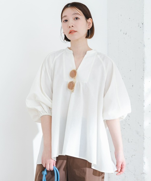 F by ROSSO（エフバイロッソ）の「『UR TECH』F by ROSSO　イージーリネンボリュームブラウス（シャツ/ブラウス・レディース・ミント/グリーン系その他/ネイビー/オフホワイト/ピンク・FREE）」の11枚目の写真