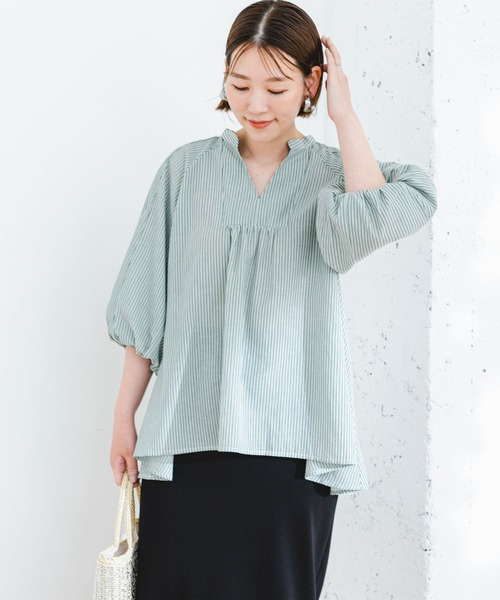 F by ROSSO（エフバイロッソ）の「『UR TECH』F by ROSSO　イージーリネンボリュームブラウス（シャツ/ブラウス・レディース・ミント/グリーン系その他/ネイビー/オフホワイト/ピンク・FREE）」の13枚目の写真