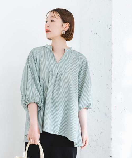 F by ROSSO（エフバイロッソ）の「『UR TECH』F by ROSSO　イージーリネンボリュームブラウス（シャツ/ブラウス・レディース・ミント/グリーン系その他/ネイビー/オフホワイト/ピンク・FREE）」の15枚目の写真