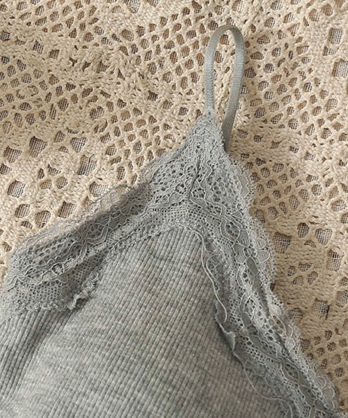 Miniministore（ミニミニストア）の「カップ付きキャミソールレーストリムキャミ（キャミソール・レディース・ブラウン/ホワイト/ベージュ/グレー/ブラック・FREE）」の19枚目の写真