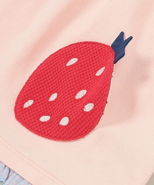 baby cheer（ベイビーチアー）の「いちごポケットTシャツ（Tシャツ/カットソー・キッズ・オフホワイト/ライトピンク/サックスブルー・90cm/80ｃｍ/100cm/120cm/110cm）」の8枚目の写真