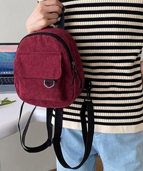 Miniministore(ミニミニストア)の「コーデュロイ リュックバッグ 軽量(バックパック/リュック・レディース・グリーン/ブラック/ワインレッド/キャメル・FREE)」の4枚目の写真