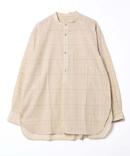 URU(ウル)の「URU/ウル/STAND COLLAR L/S SHIRTS(シャツ/ブラウス・メンズ・ベージュ/ネイビー/その他18・2)」の1枚目の写真