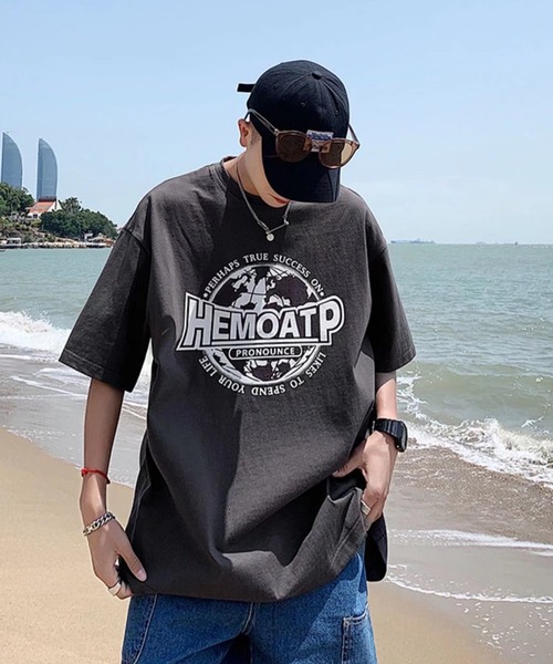 SHEPP（シープ）の「サークルロゴモチーフ ビッグTシャツ（Tシャツ/カットソー・メンズ・ホワイト/ブラック/グレー・S/M/L）」の7枚目の写真