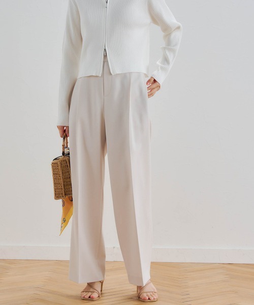 Droite lautreamont（ドロワットロートレアモン）の「リネンライクワイドパンツ≪洗濯機で洗える≫（スラックス・レディース・ベージュ/ライトグレー・M/S）」の2枚目の写真