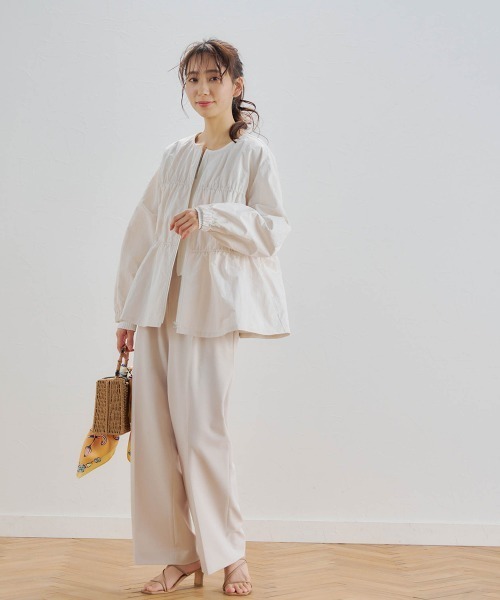 Droite lautreamont（ドロワットロートレアモン）の「リネンライクワイドパンツ≪洗濯機で洗える≫（スラックス・レディース・ベージュ/ライトグレー・M/S）」の12枚目の写真