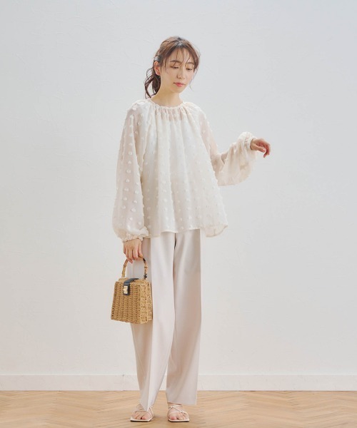 Droite lautreamont（ドロワットロートレアモン）の「リネンライクワイドパンツ≪洗濯機で洗える≫（スラックス・レディース・ベージュ/ライトグレー・M/S）」の13枚目の写真