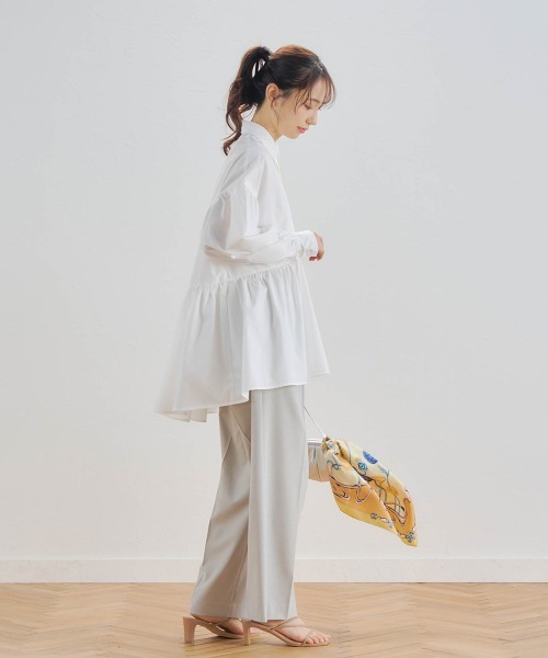 Droite lautreamont（ドロワットロートレアモン）の「リネンライクワイドパンツ≪洗濯機で洗える≫（スラックス・レディース・ベージュ/ライトグレー・M/S）」の18枚目の写真