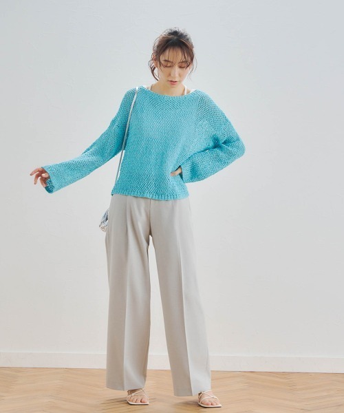 Droite lautreamont（ドロワットロートレアモン）の「リネンライクワイドパンツ≪洗濯機で洗える≫（スラックス・レディース・ベージュ/ライトグレー・M/S）」の20枚目の写真