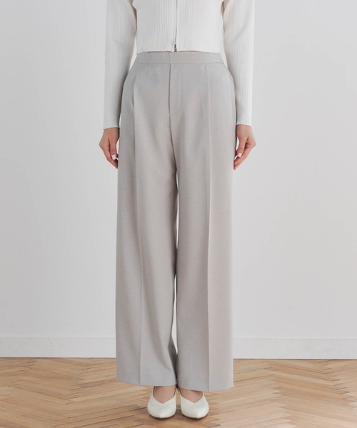 Droite lautreamont（ドロワットロートレアモン）の「リネンライクワイドパンツ≪洗濯機で洗える≫（スラックス・レディース・ベージュ/ライトグレー・M/S）」の6枚目の写真