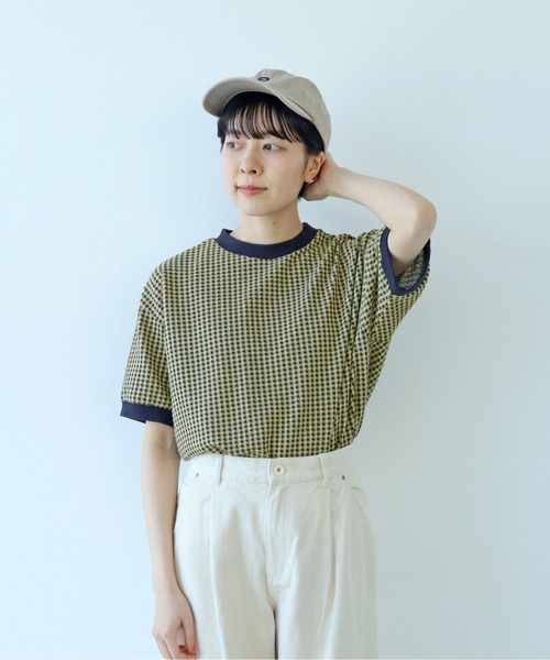 PAR ICI（パーリッシィ）の「ギンガムジャガード 半袖BIG Tシャツ（Tシャツ/カットソー・レディース・ブラック/ブルー/その他/オレンジ/ブラウン/ピンク/ネイビー/ピンク系その他/ミント・FREE）」の9枚目の写真