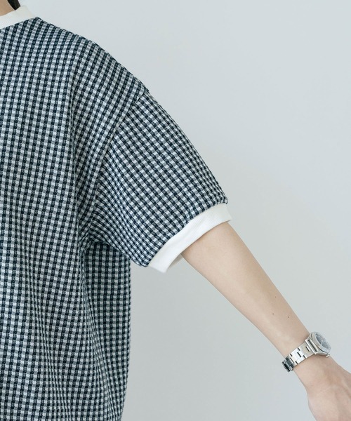 PAR ICI（パーリッシィ）の「ギンガムジャガード 半袖BIG Tシャツ（Tシャツ/カットソー・レディース・ブラック/ブルー/その他/オレンジ/ブラウン/ピンク/ネイビー/ピンク系その他/ミント・FREE）」の18枚目の写真