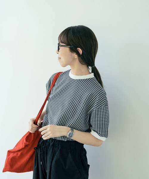 PAR ICI（パーリッシィ）の「ギンガムジャガード 半袖BIG T