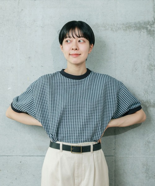ギンガムジャガード 半袖BIG Tシャツ（Tシャツ/カットソー