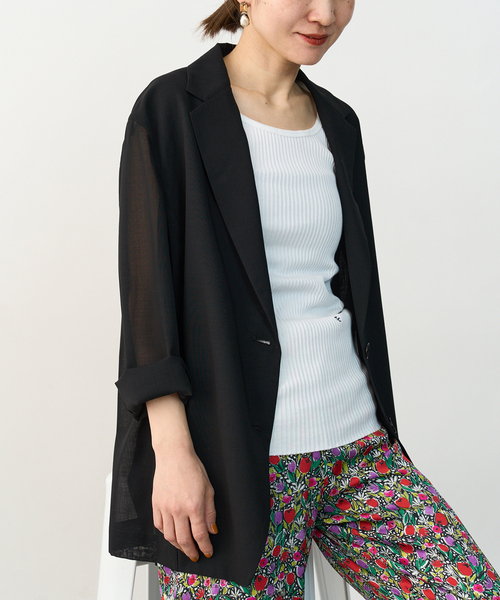 VERMEIL par iena(ヴェルメイユパーイエナ)の「シアーウールボイルテーラードジャケット(テーラードジャケット・レディース・ブラック/ベージュ・FREE)」の9枚目の写真