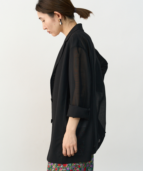 VERMEIL par iena(ヴェルメイユパーイエナ)の「シアーウールボイルテーラードジャケット(テーラードジャケット・レディース・ブラック/ベージュ・FREE)」の12枚目の写真