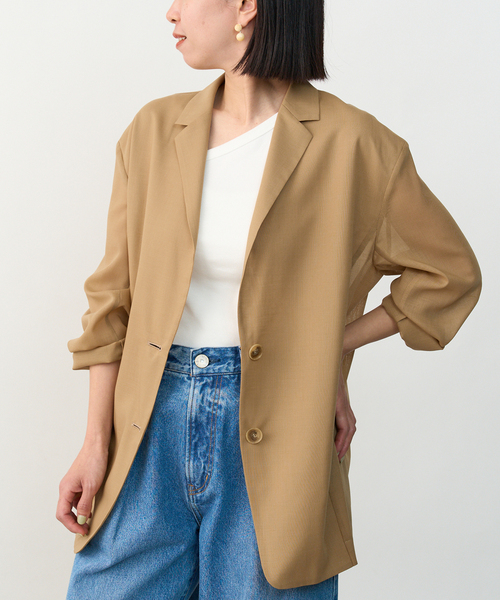 VERMEIL par iena(ヴェルメイユパーイエナ)の「シアーウールボイルテーラードジャケット(テーラードジャケット・レディース・ブラック/ベージュ・FREE)」の19枚目の写真