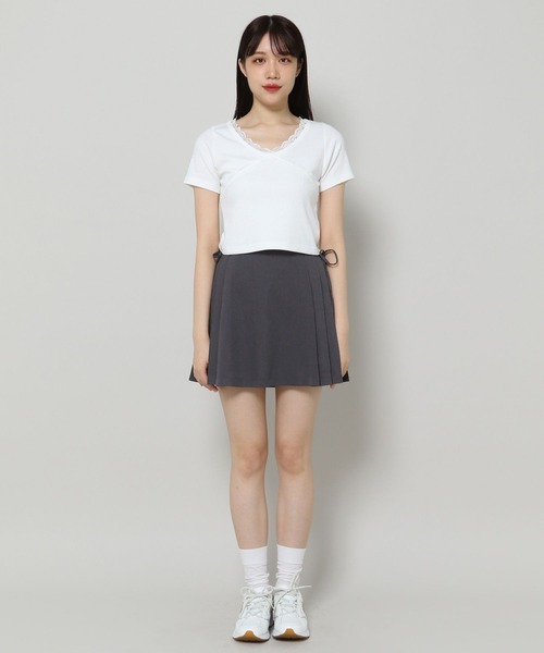 3.3 Field Trip （3.3フィールドトリップ）の「3.3 Field Trip／サイドプリーツ ミニスカート（裏地付き） 2105744（スカート・レディース・チャコール/ブラック・FREE）」の13枚目の写真