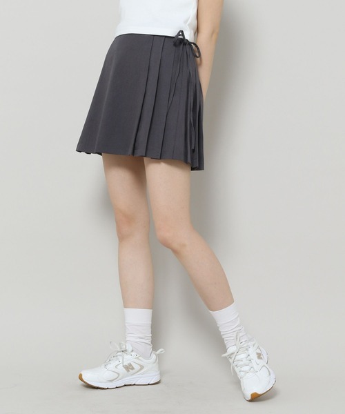 3.3 Field Trip （3.3フィールドトリップ）の「3.3 Field Trip／サイドプリーツ ミニスカート（裏地付き） 2105744（スカート・レディース・チャコール/ブラック・FREE）」の6枚目の写真
