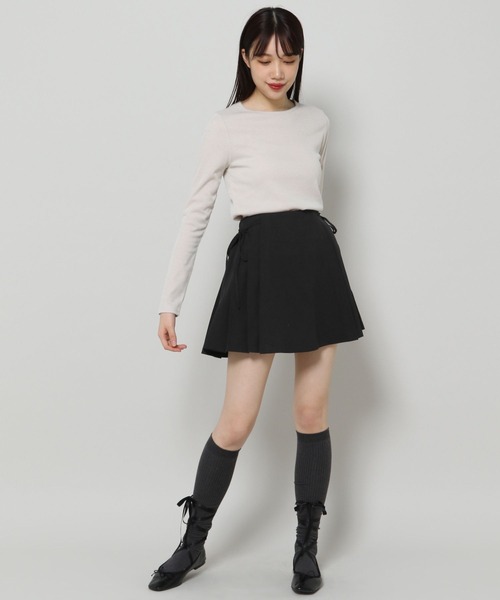3.3 Field Trip （3.3フィールドトリップ）の「3.3 Field Trip／サイドプリーツ ミニスカート（裏地付き） 2105744（スカート・レディース・チャコール/ブラック・FREE）」の8枚目の写真