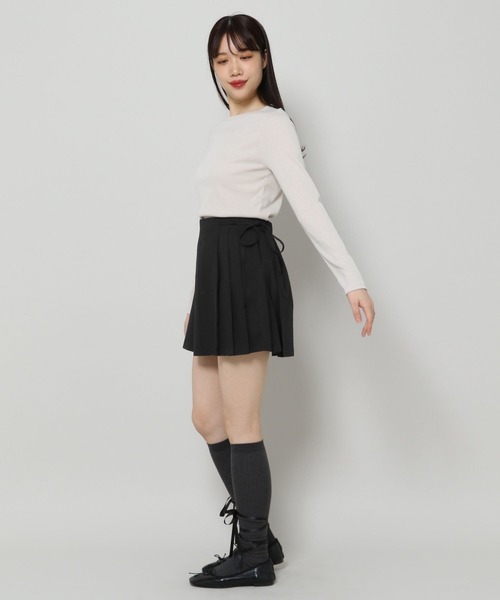 3.3 Field Trip （3.3フィールドトリップ）の「3.3 Field Trip／サイドプリーツ ミニスカート（裏地付き） 2105744（スカート・レディース・チャコール/ブラック・FREE）」の9枚目の写真