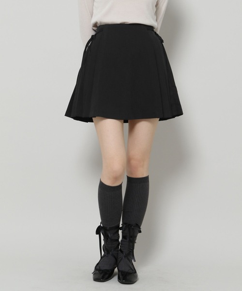 3.3 Field Trip （3.3フィールドトリップ）の「3.3 Field Trip／サイドプリーツ ミニスカート（裏地付き） 2105744（スカート・レディース・チャコール/ブラック・FREE）」の10枚目の写真