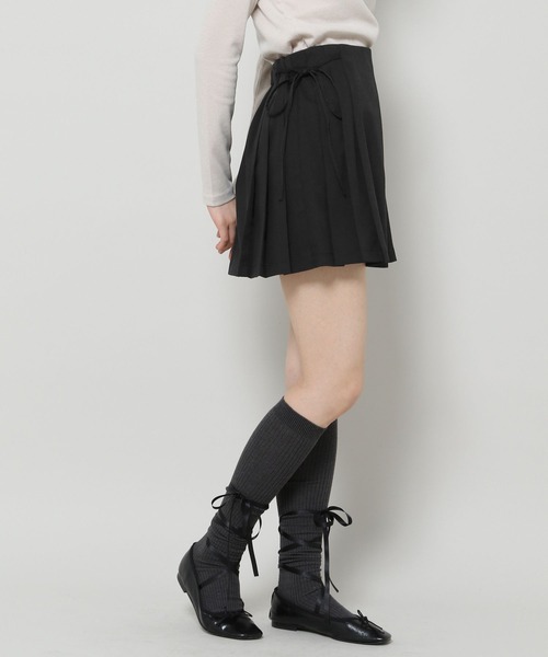 3.3 Field Trip （3.3フィールドトリップ）の「3.3 Field Trip／サイドプリーツ ミニスカート（裏地付き） 2105744（スカート・レディース・チャコール/ブラック・FREE）」の11枚目の写真