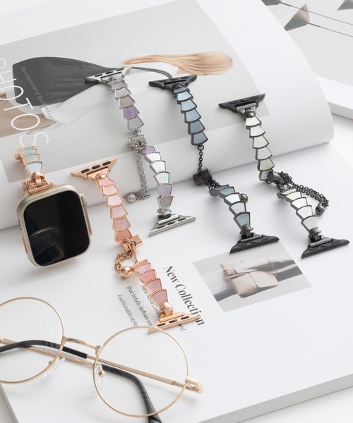 emonique(エモニーク)の「ステンレス製 Apple Watch バンド スマートウォッチバンド【38/40/41/42/44/45/49mm対応】(デジタル腕時計・レディース・ゴールド系その他/ピンクゴールド/シルバー×ブルー/ブラック/シルバー/ブラック×シルバー・38/42)」の8枚目の写真