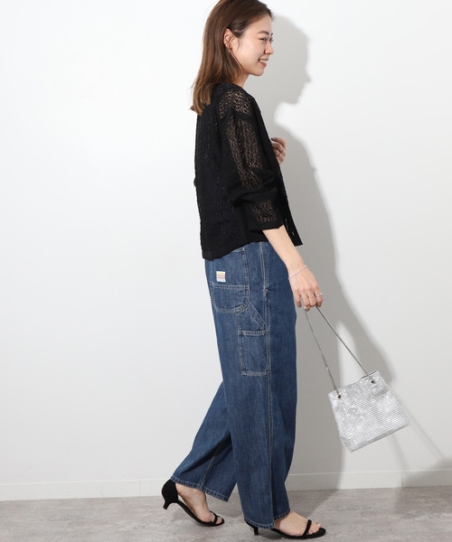 JOURNAL STANDARD relume（ジャーナルスタンダード　レリューム）の「レース編みクルーネックカーディガン（カーディガン/ボレロ・レディース・ホワイト/ブルー/ブラック・FREE）」の5枚目の写真