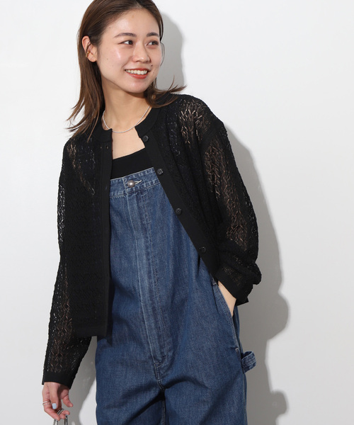 JOURNAL STANDARD relume（ジャーナルスタンダード　レリューム）の「レース編みクルーネックカーディガン（カーディガン/ボレロ・レディース・ホワイト/ブルー/ブラック・FREE）」の7枚目の写真