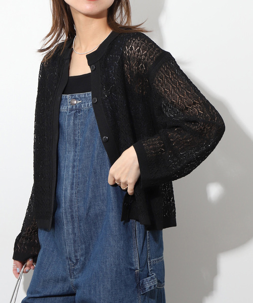 JOURNAL STANDARD relume（ジャーナルスタンダード　レリューム）の「レース編みクルーネックカーディガン（カーディガン/ボレロ・レディース・ホワイト/ブルー/ブラック・FREE）」の8枚目の写真