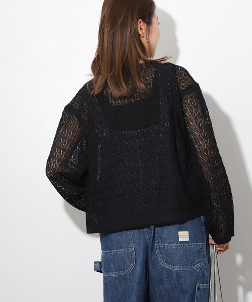 JOURNAL STANDARD relume（ジャーナルスタンダード　レリューム）の「レース編みクルーネックカーディガン（カーディガン/ボレロ・レディース・ホワイト/ブルー/ブラック・FREE）」の9枚目の写真