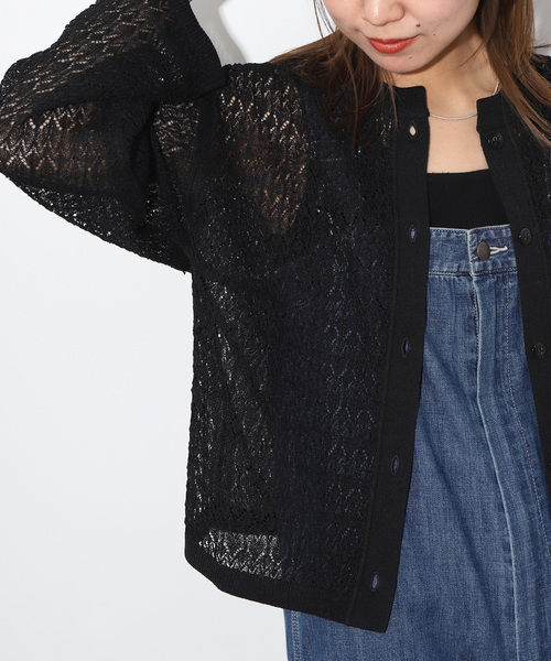 JOURNAL STANDARD relume（ジャーナルスタンダード　レリューム）の「レース編みクルーネックカーディガン（カーディガン/ボレロ・レディース・ホワイト/ブルー/ブラック・FREE）」の10枚目の写真