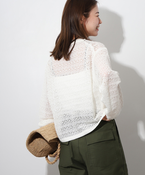JOURNAL STANDARD relume（ジャーナルスタンダード　レリューム）の「レース編みクルーネックカーディガン（カーディガン/ボレロ・レディース・ホワイト/ブルー/ブラック・FREE）」の17枚目の写真