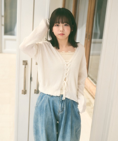 Ada.(エイダ)の「<Peachyyouth × Ada.>レースアップデザイン サマーニット(ニット/セーター・レディース・ホワイト/ピンク/ミント・FREE)」の22枚目の写真