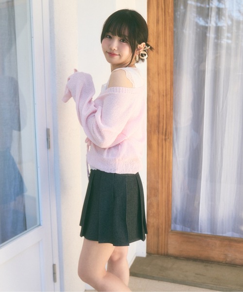 Ada.(エイダ)の「<Peachyyouth × Ada.>レースアップデザイン サマーニット(ニット/セーター・レディース・ホワイト/ピンク/ミント・FREE)」の4枚目の写真