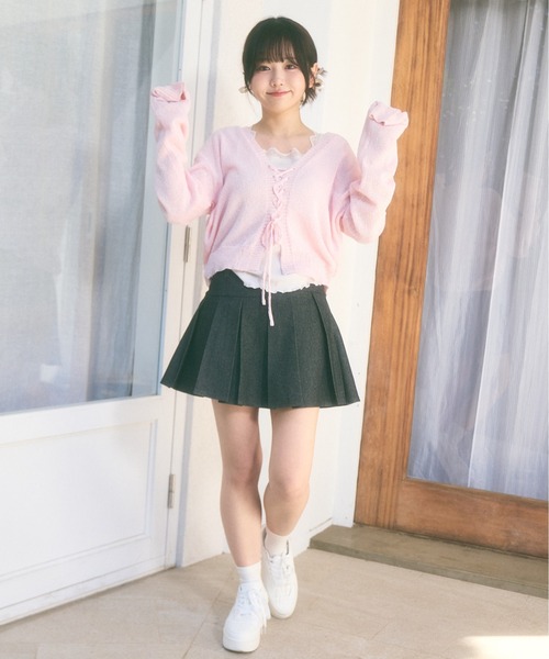 Ada.(エイダ)の「<Peachyyouth × Ada.>レースアップデザイン サマーニット(ニット/セーター・レディース・ホワイト/ピンク/ミント・FREE)」の8枚目の写真