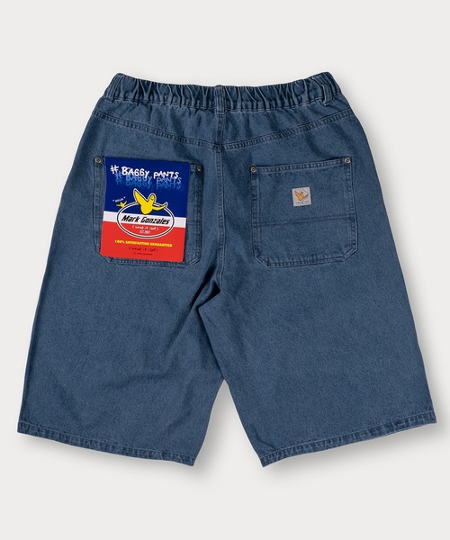 （What it isNt）ART BY MARKGONZALES（ワットイットイズント）の「【(What it isNt) ART BY MARK GONZALES/ワットイットイズント マークゴンザレス】ピスネーム付デニムバギーショーツ/ウエストシャーリング（デニムパンツ・メンズ・ダークインディゴブルー/ライトインディゴブルー/ケミカルウォッシュ/ブラック/ブラック系その他・M/L/XL）」の16枚目の写真