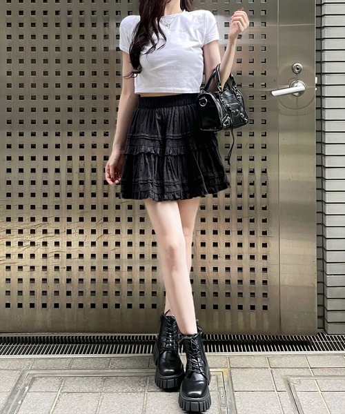 clear（クリア）の「ラインストーンロゴチビTシャツ≪2024SS≫（Tシャツ/カットソー・レディース・オフホワイト/ブラック/サックスブルー・F）」の15枚目の写真