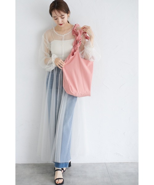 &. NOSTALGIA（アンドドットノスタルジア）の「【ZOZO限定】フリルトートバッグ（トートバッグ・レディース・ピンク/キナリ/ブラック・FREE）」の18枚目の写真