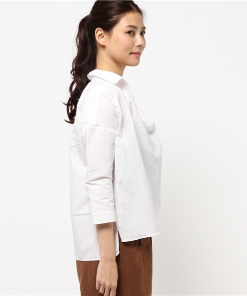 koe（コエ）の「フロントドレープ７分袖ブラウス（シャツ/ブラウス・レディース・ホワイト/ピンク・SMALL/MEDIUM/LARGE）」の4枚目の写真