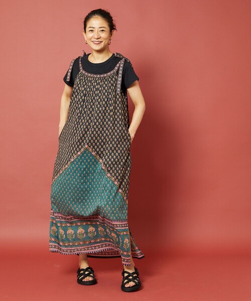 freada インド肩リボンエスニックキャミワンピース Freada/インド肩リボンエスニックキャミワンピース｜Daytona