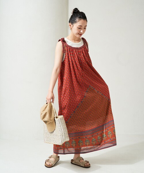 Freada/フリーダ インド レース前リボン 楊柳キャミワンピース Freada（フリーダ）の「Freada/フリーダ インド レース前リボン