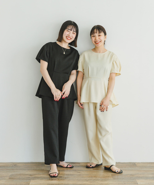 ITEMS URBANRESEARCH（アイテムズ アーバンリサーチ）の「ペプラムトップス×テーパードパンツ（パンツドレス・レディース・ブラック/オフホワイト・FREE）」の21枚目の写真